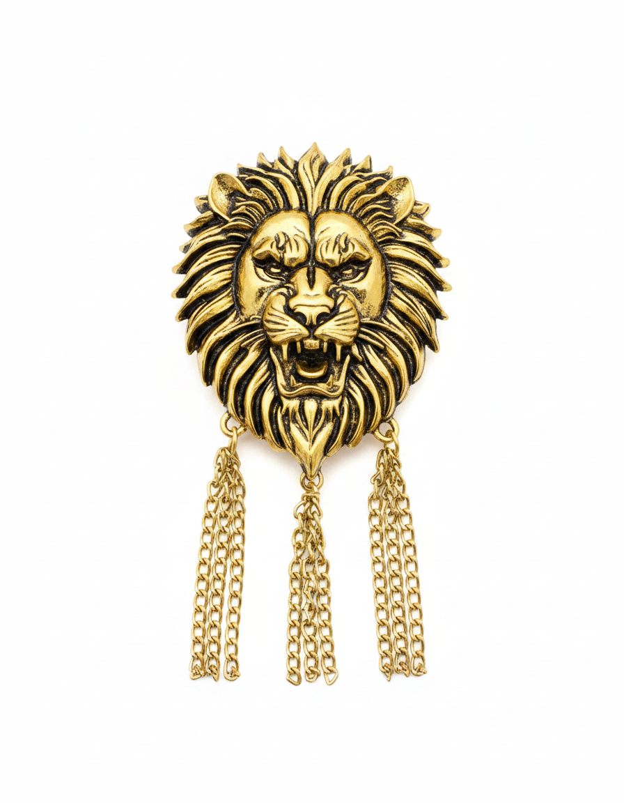 Roaring Lion Chain Brooch