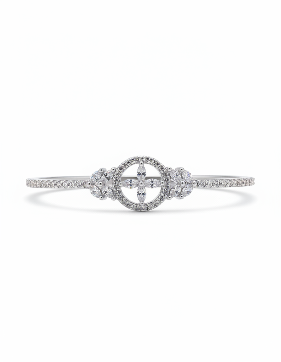 Crystal Floral Circle Kada Bracelet