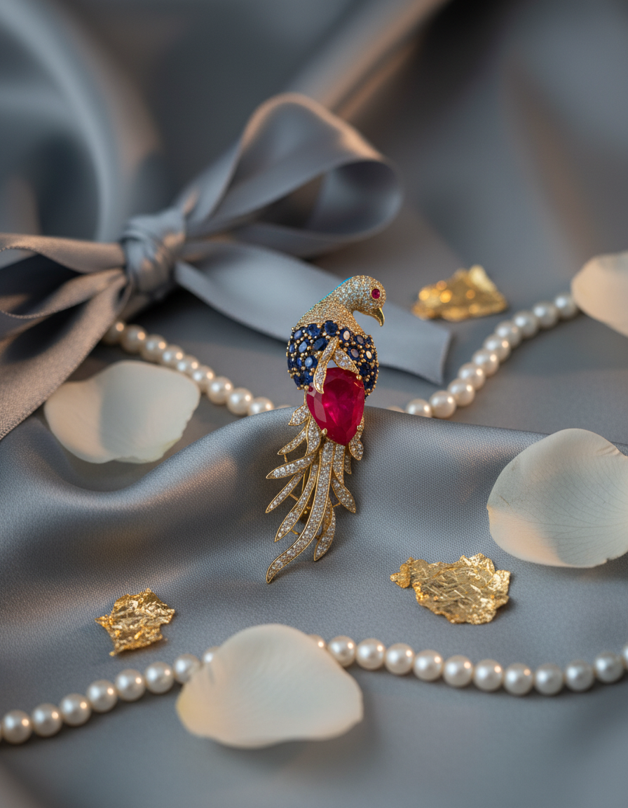 Royal Phoenix Ruby Statement Brooch