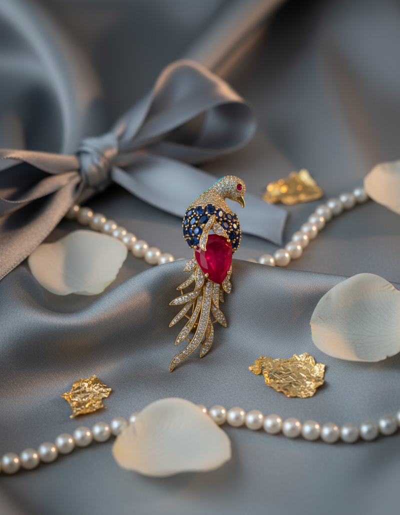 Royal Phoenix Ruby Statement Brooch