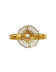 Openwork Floral Pearl Kada Bracelet