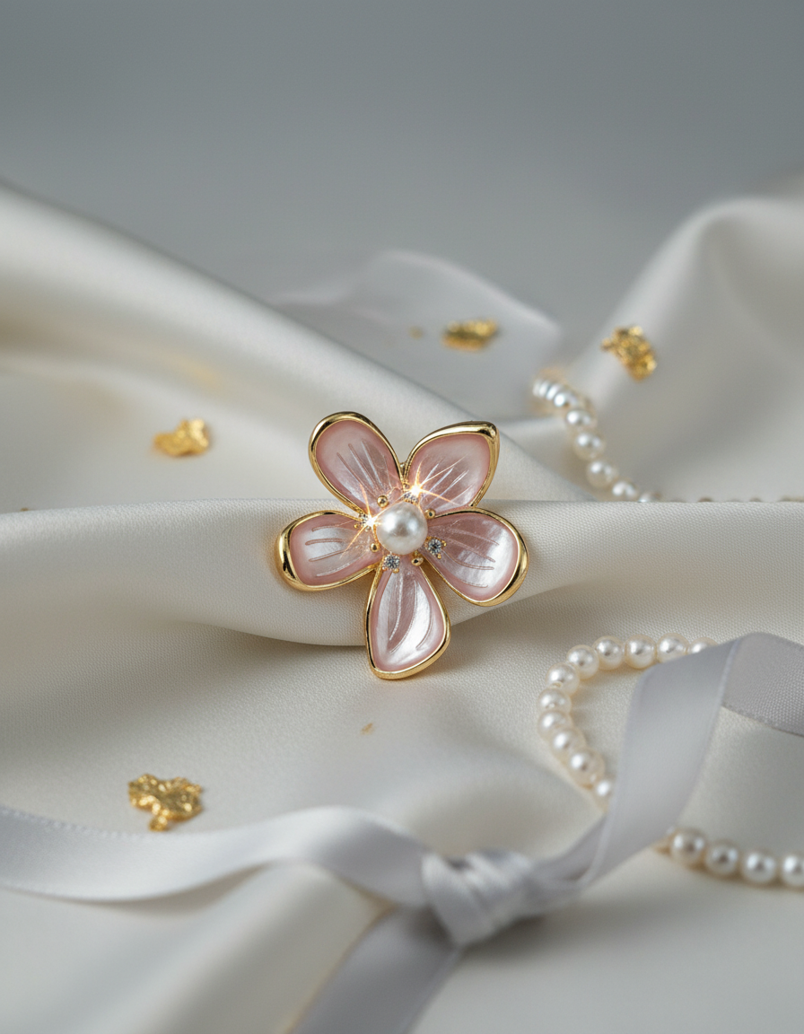 Blush Pearl Floral Brooch
