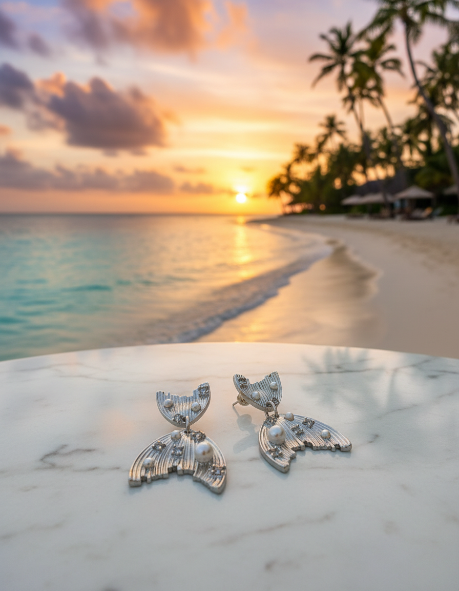 Textured Pearl Drop Summer Earrings