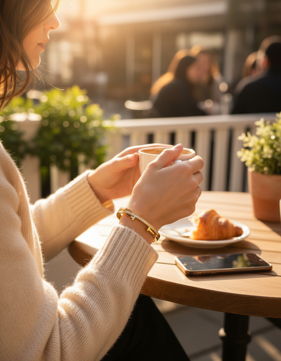 Crystal Bar Minimal Gold Kada