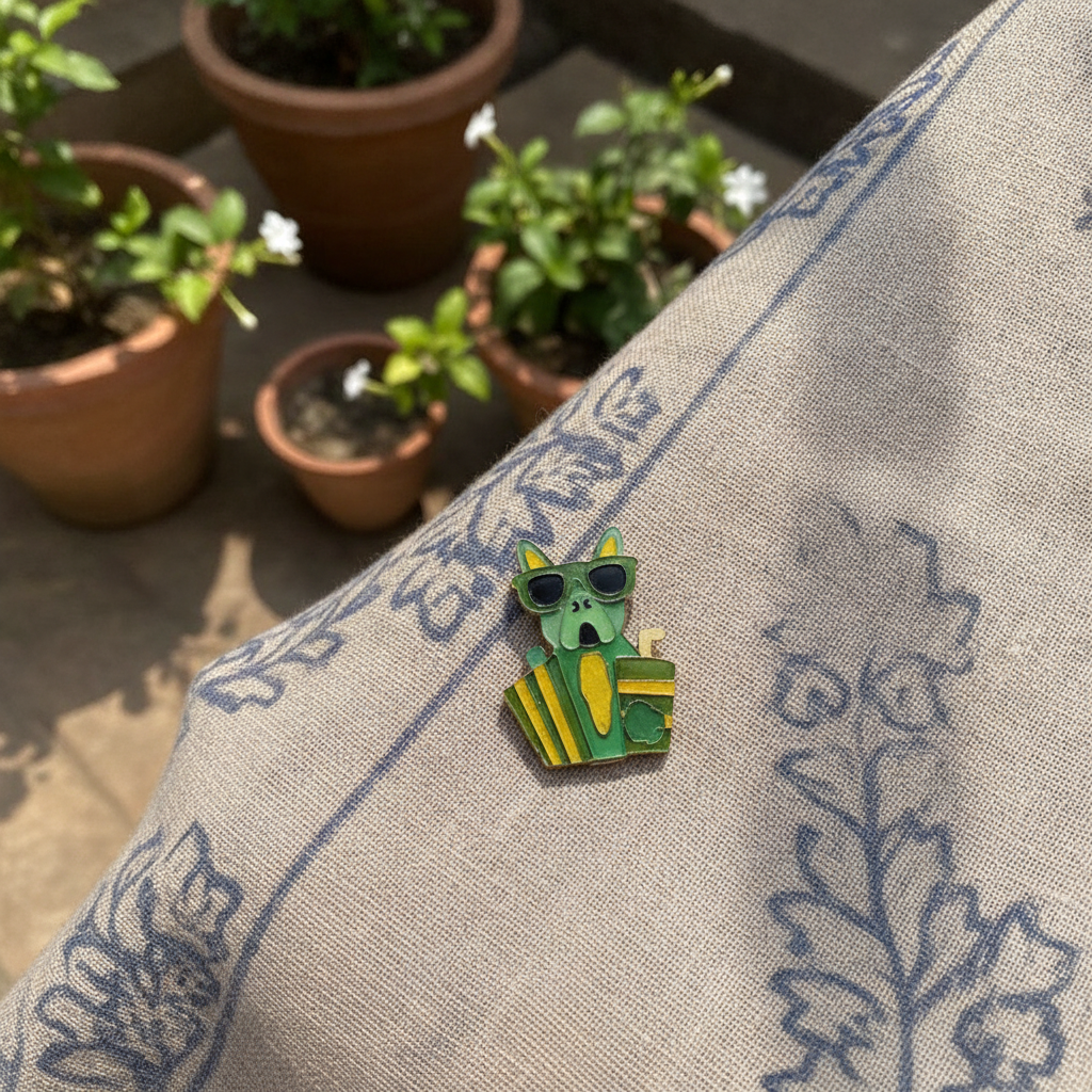 Snack & Shades Brooch in Green - Product View