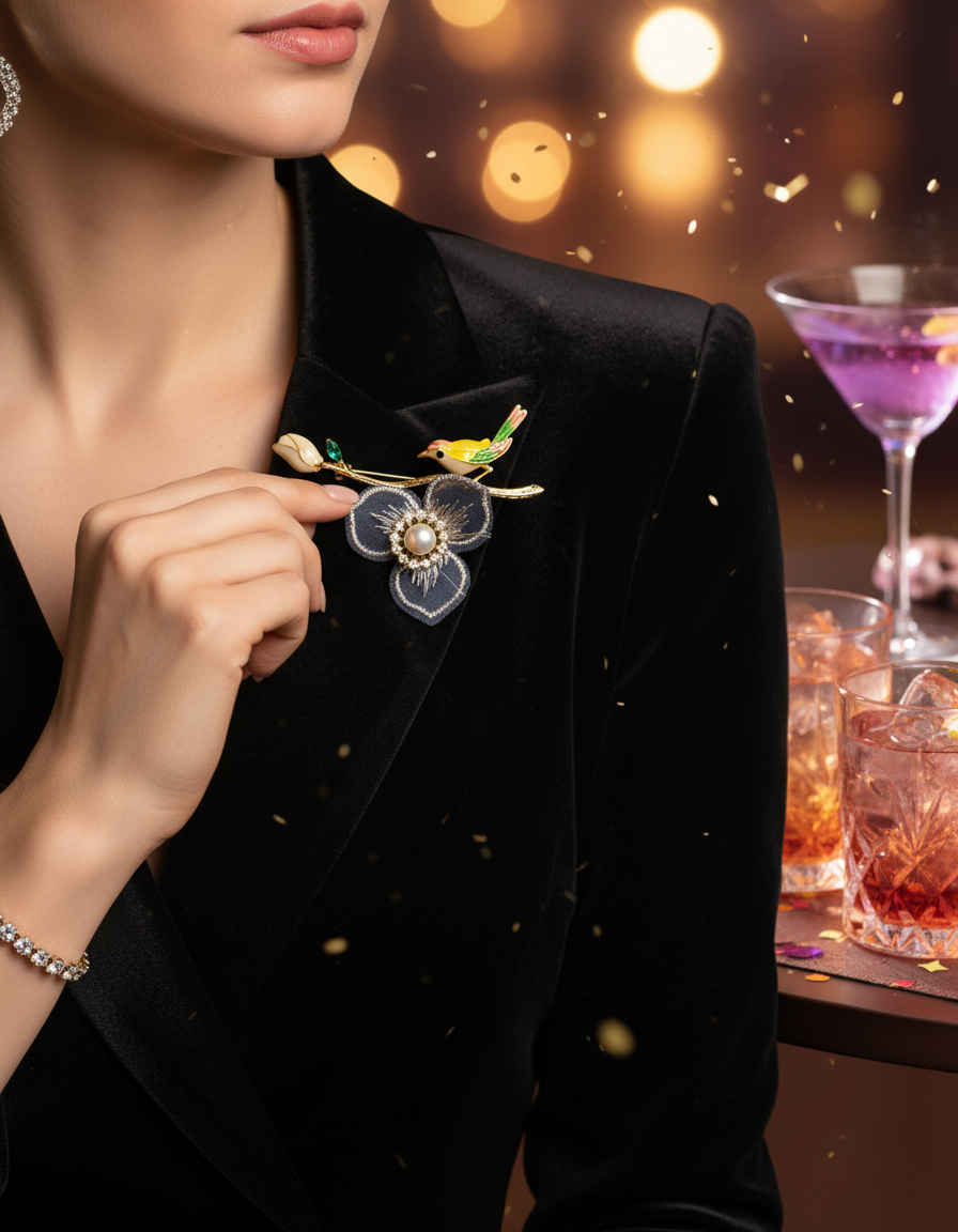 Bird Floral Brooch