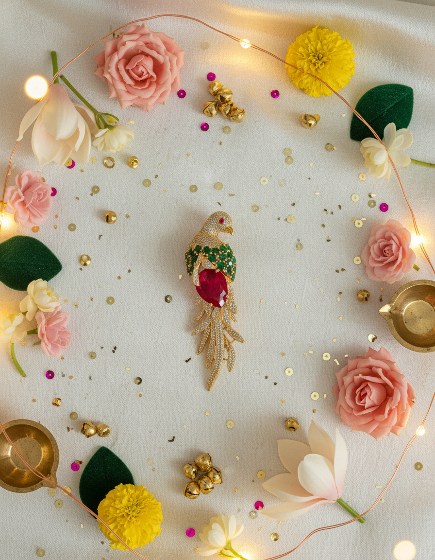 Royal Paradise Ruby Bird Brooch
