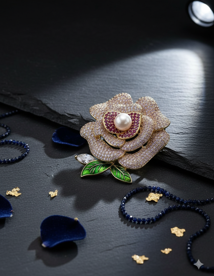 The Regal Floral Pearl Pendant Brooch