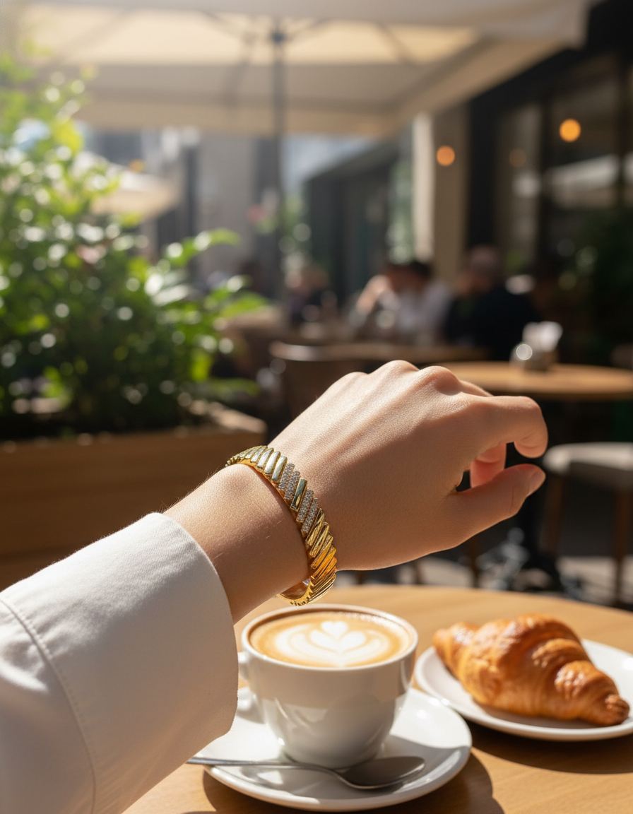 Textured Crystal Twist Kada Bracelet