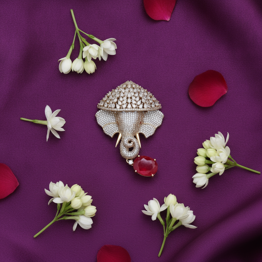 Imperial Tusker Ruby Brooch