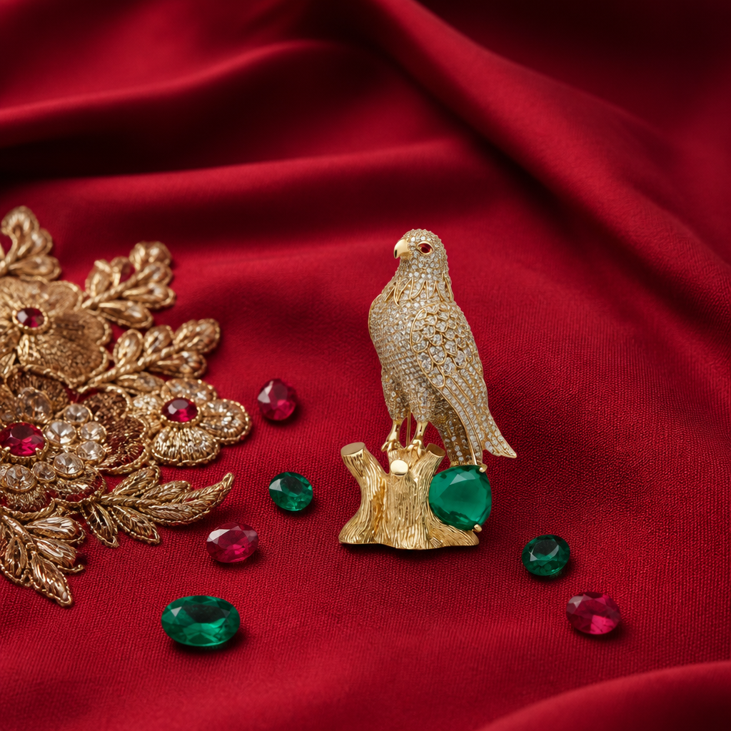 Falcon Gem Brooch