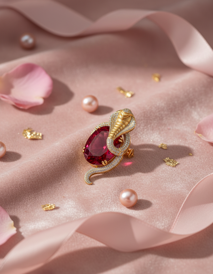 Royal Serpent Ruby Statement Brooch