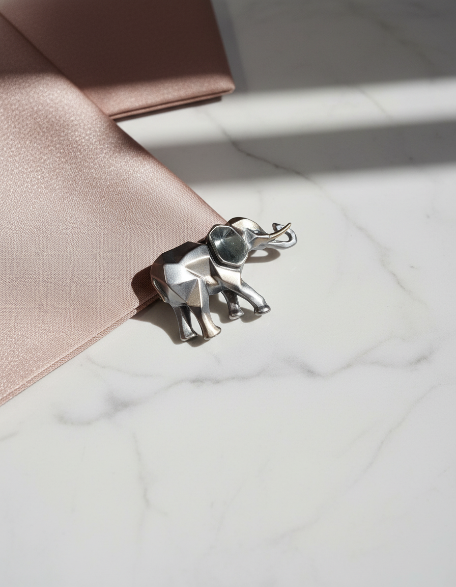 Silver Tusker Brooch