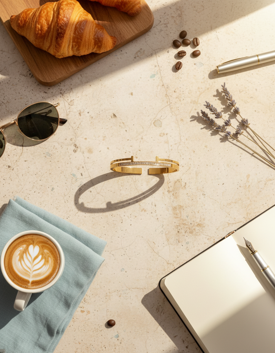 Crystal Bar Minimal Gold Kada