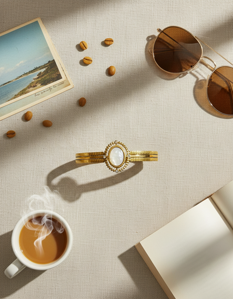 Mother of Pearl Vintage Gold Kada