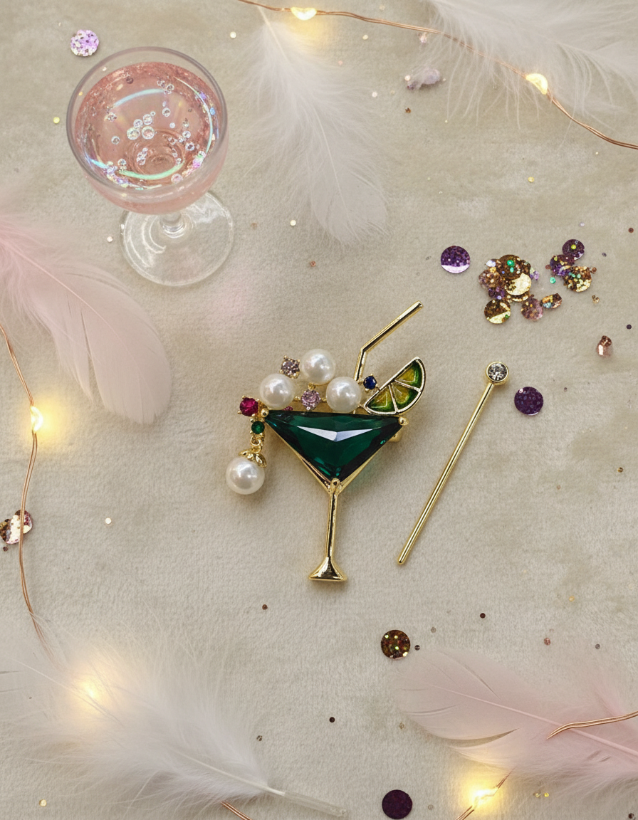 Emerald Cocktail Unisex Brooch