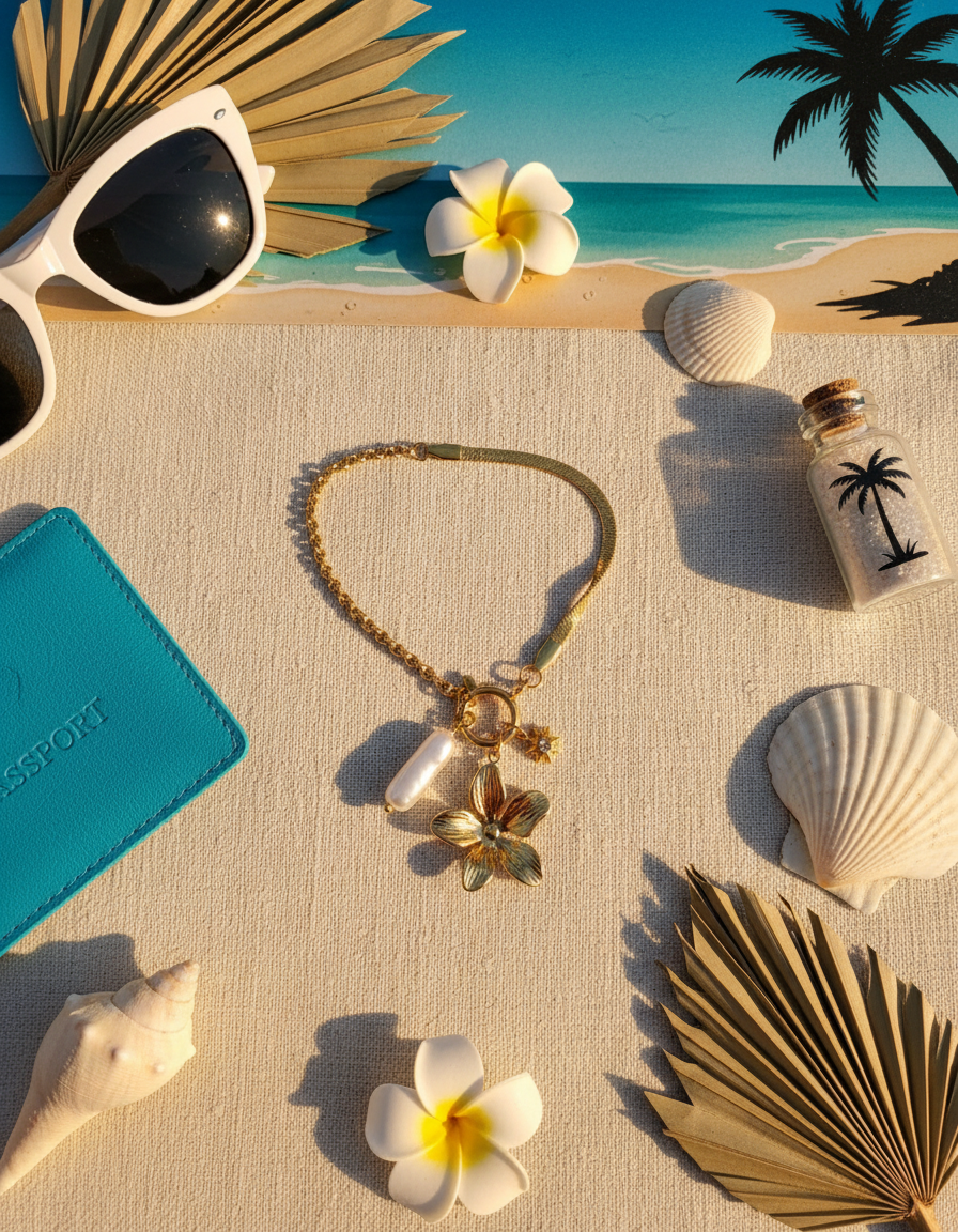 Floral Pearl Charm Summer Bracelet