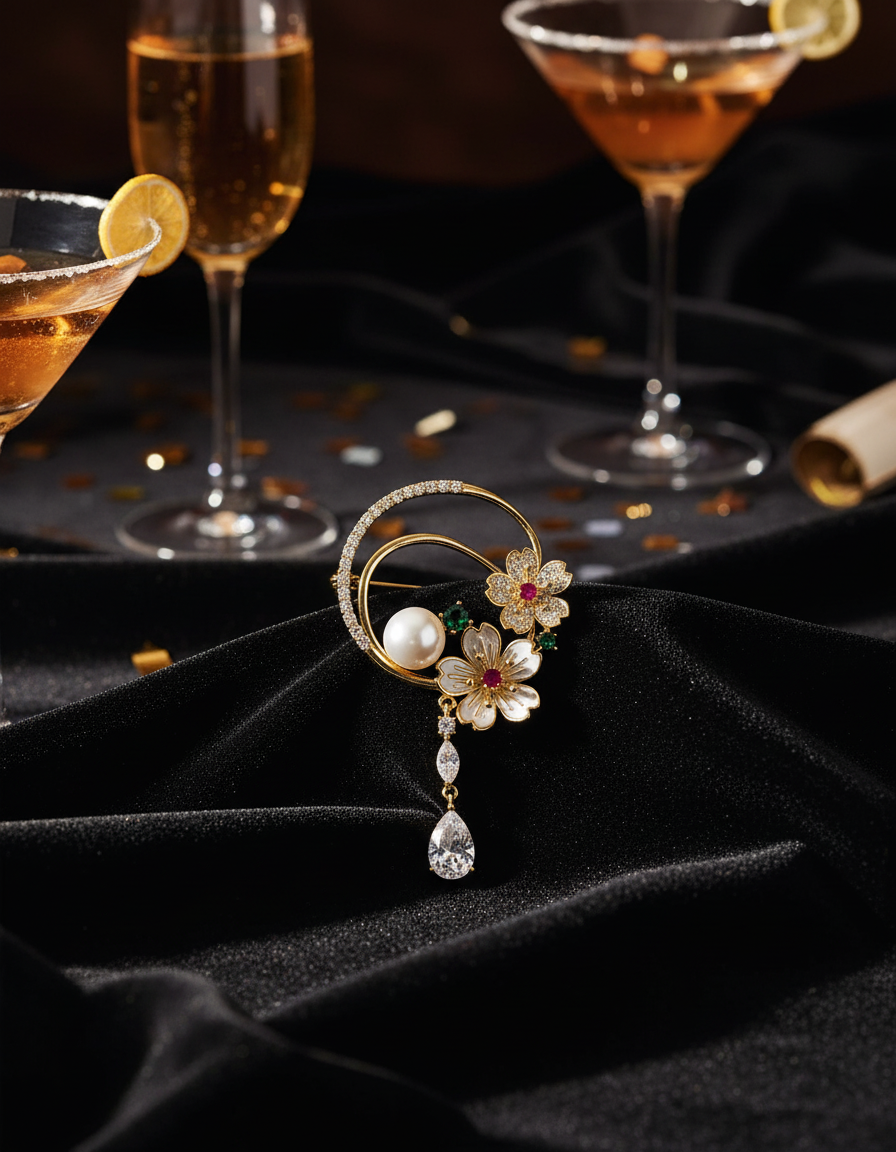 Pearl Bloom Drop Brooch