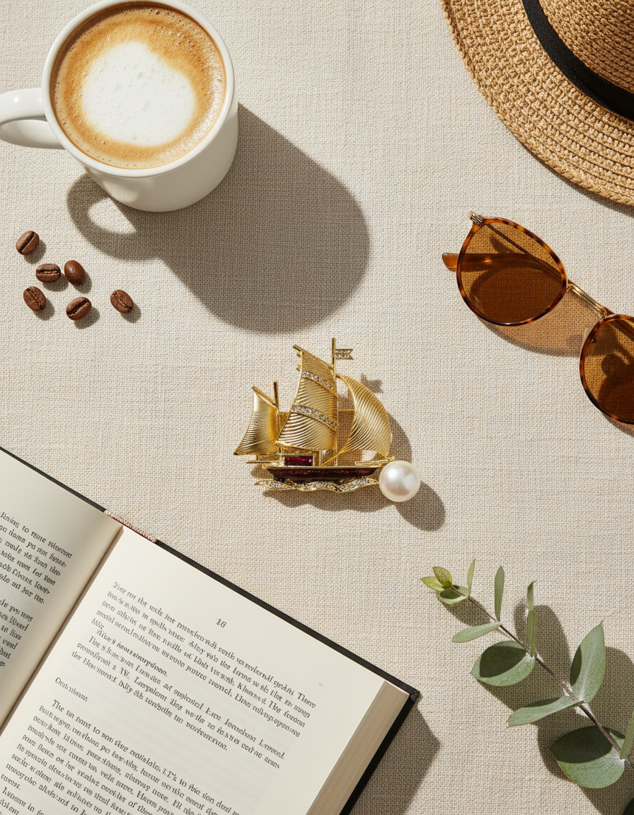 Sailboat Pearl Brooch