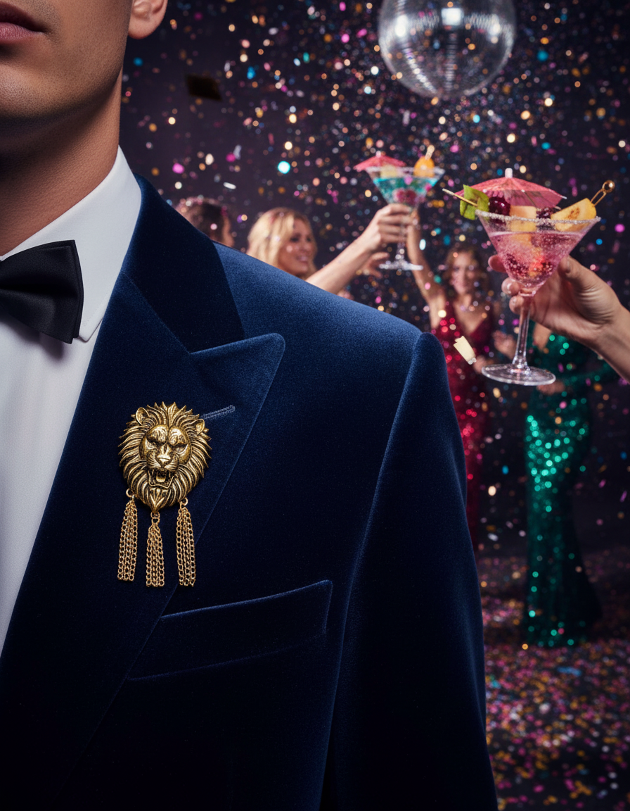 Roaring Lion Chain Brooch