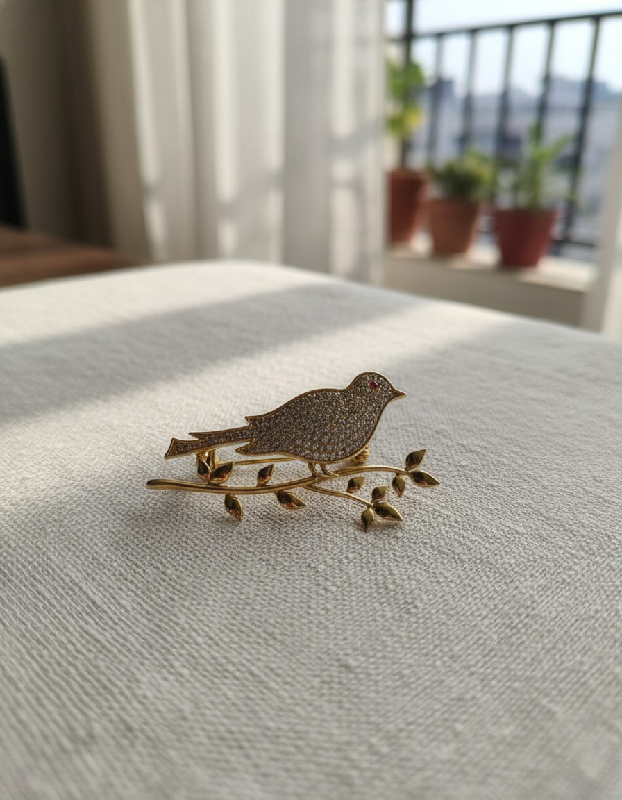 Sparrow's Serenade Brooch