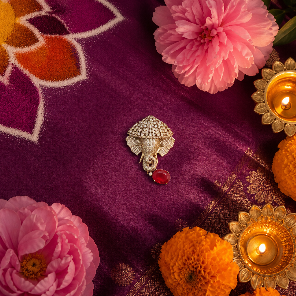 Imperial Tusker Ruby Brooch