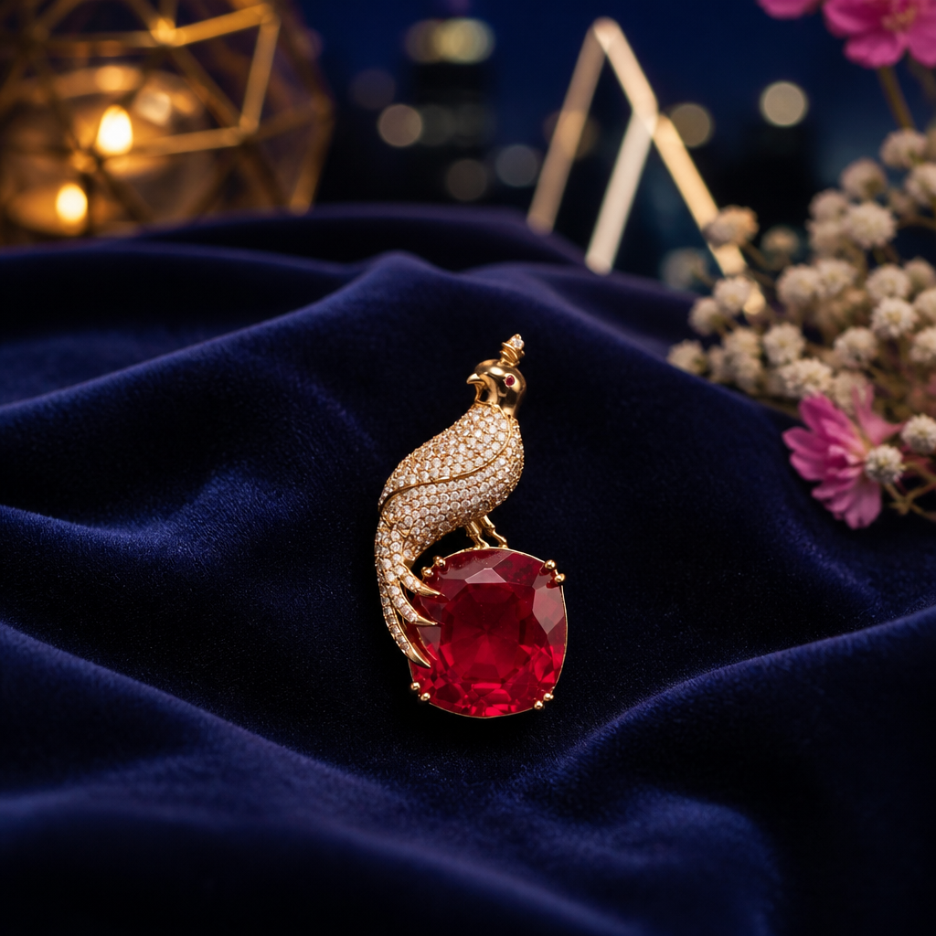 Crimson Crest Brooch
