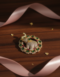 Emerald Elephant Circle Royal Brooch