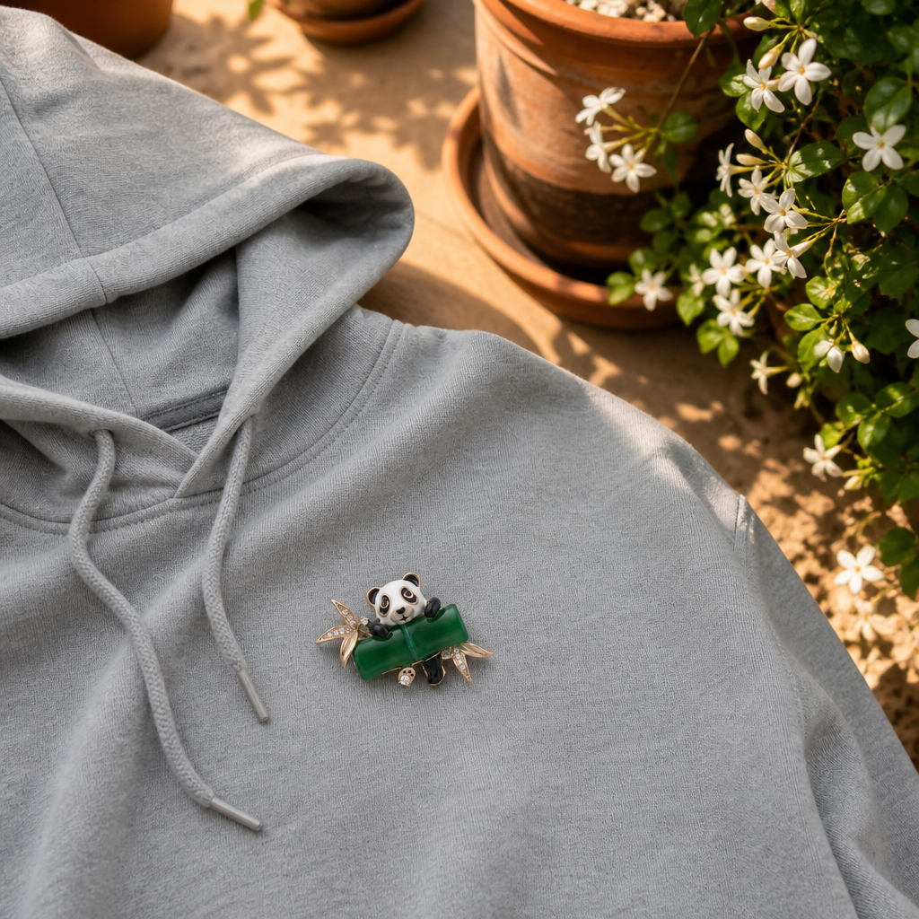 Panda Twig Brooch