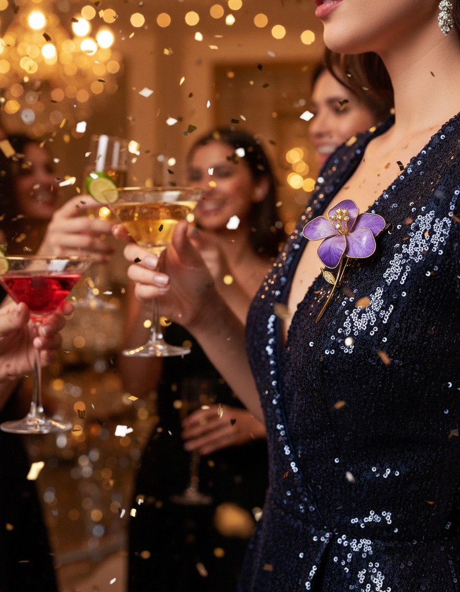 Purple Bloom Crystal Brooch