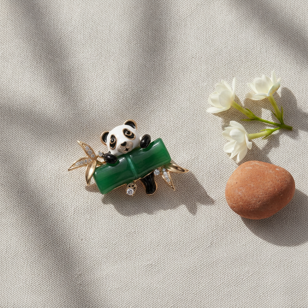 Panda Twig Brooch