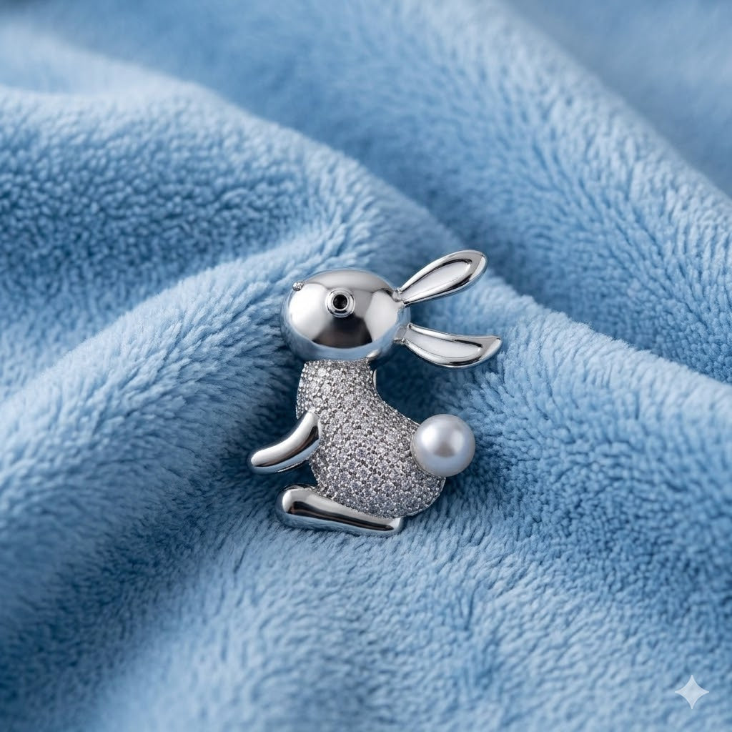 Silver Bunny Kids Brooch