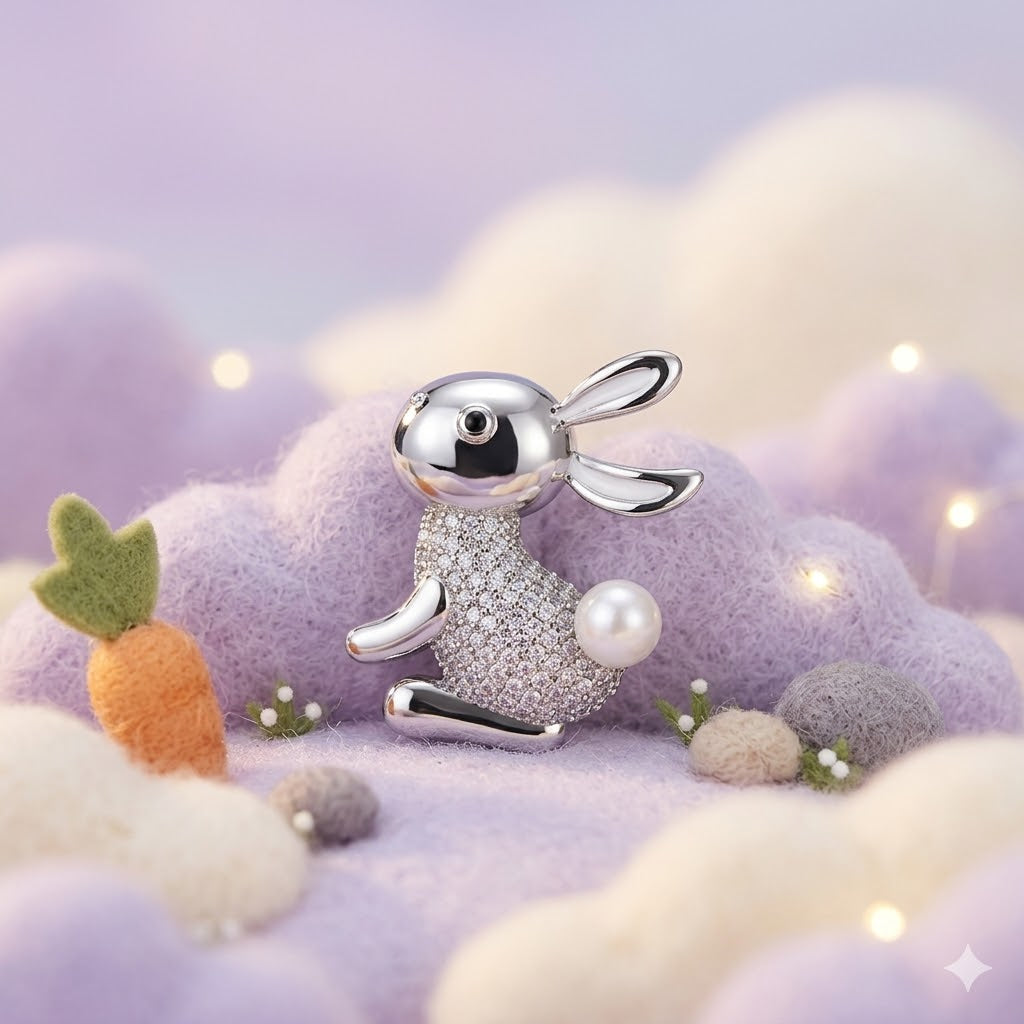 Silver Bunny Kids Brooch