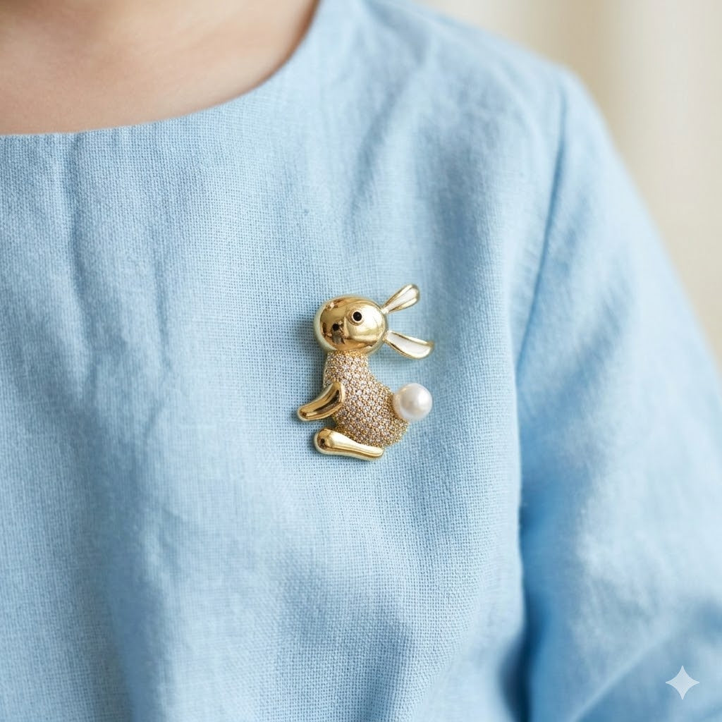 Gold Bunny Kids Brooch