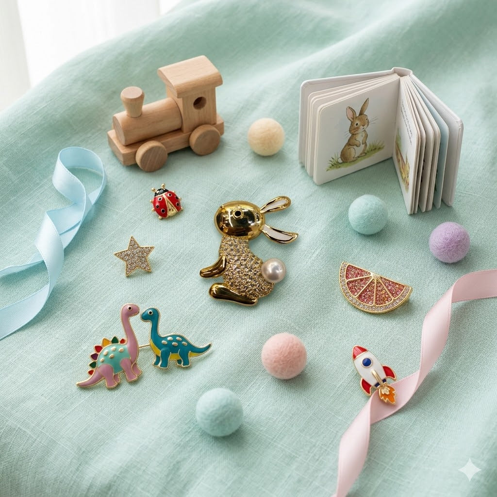 Gold Bunny Kids Brooch
