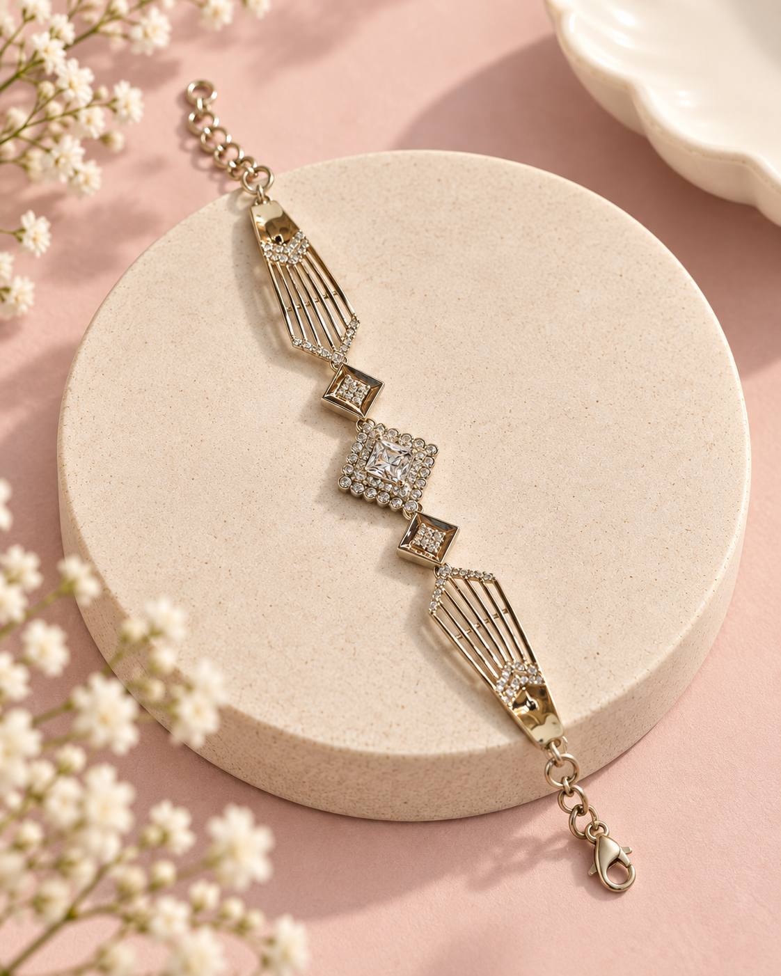 Lumina Crest Bracelet in Silver Tone
