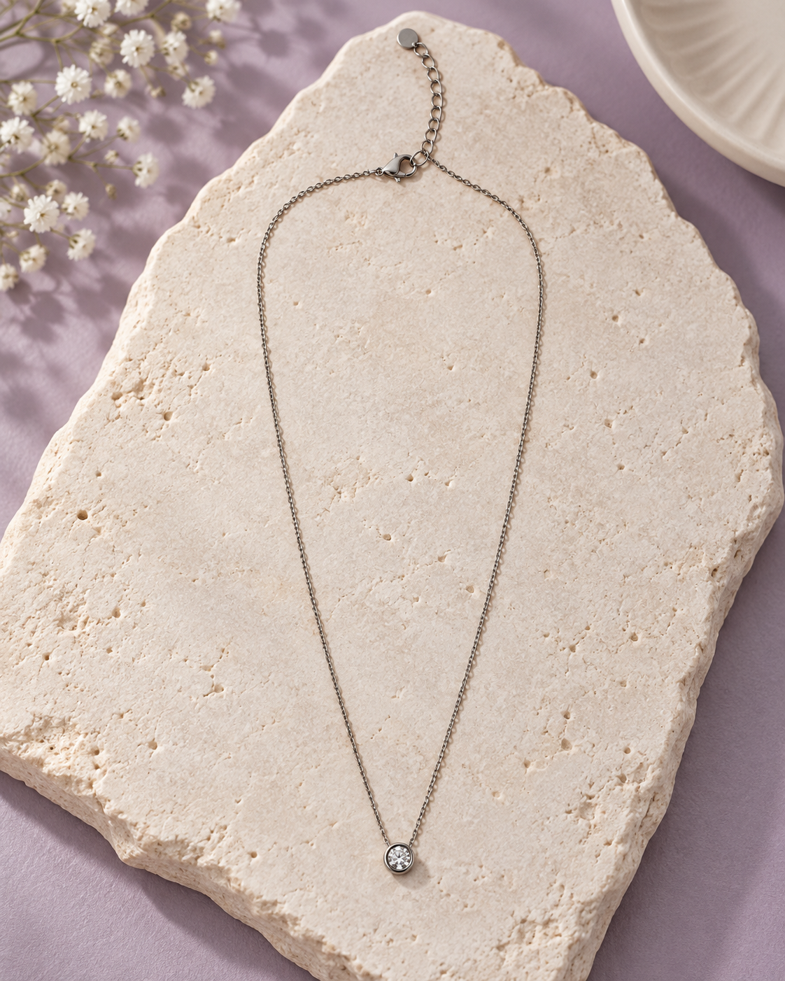 Moonlit Dot Necklace in Silver Tone