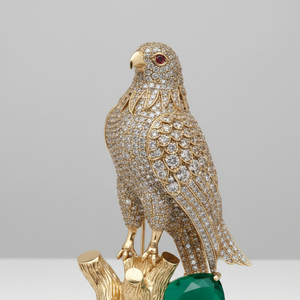 Falcon Gem Brooch