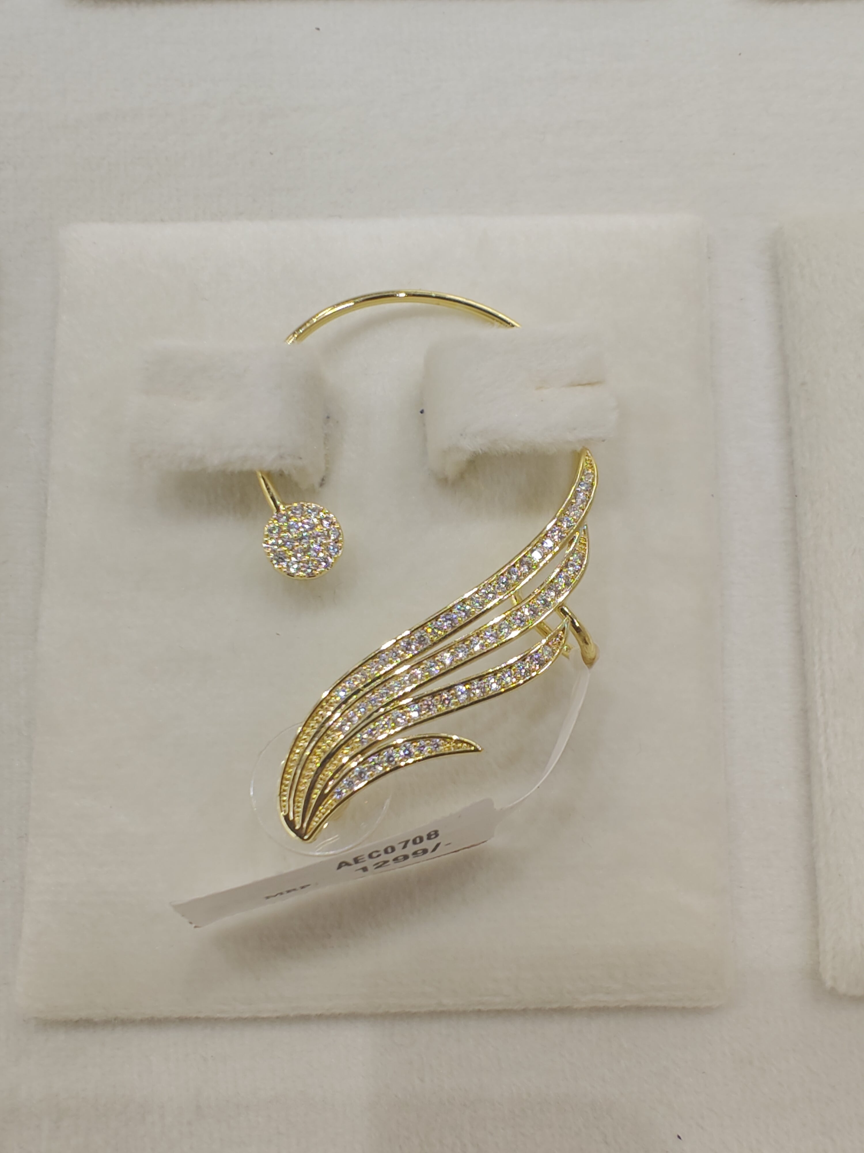 Gold Wing Ear Cuff with Stud for Women