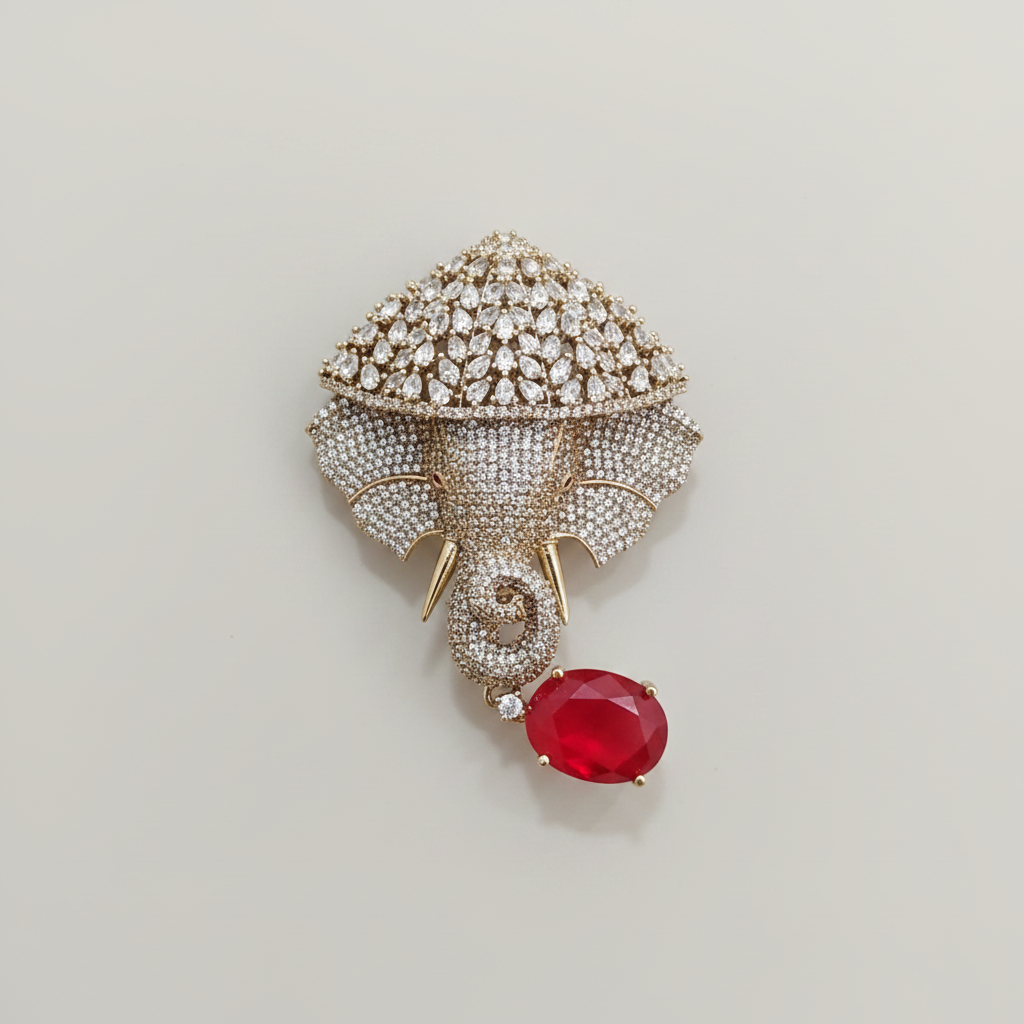 Imperial Tusker Ruby Brooch