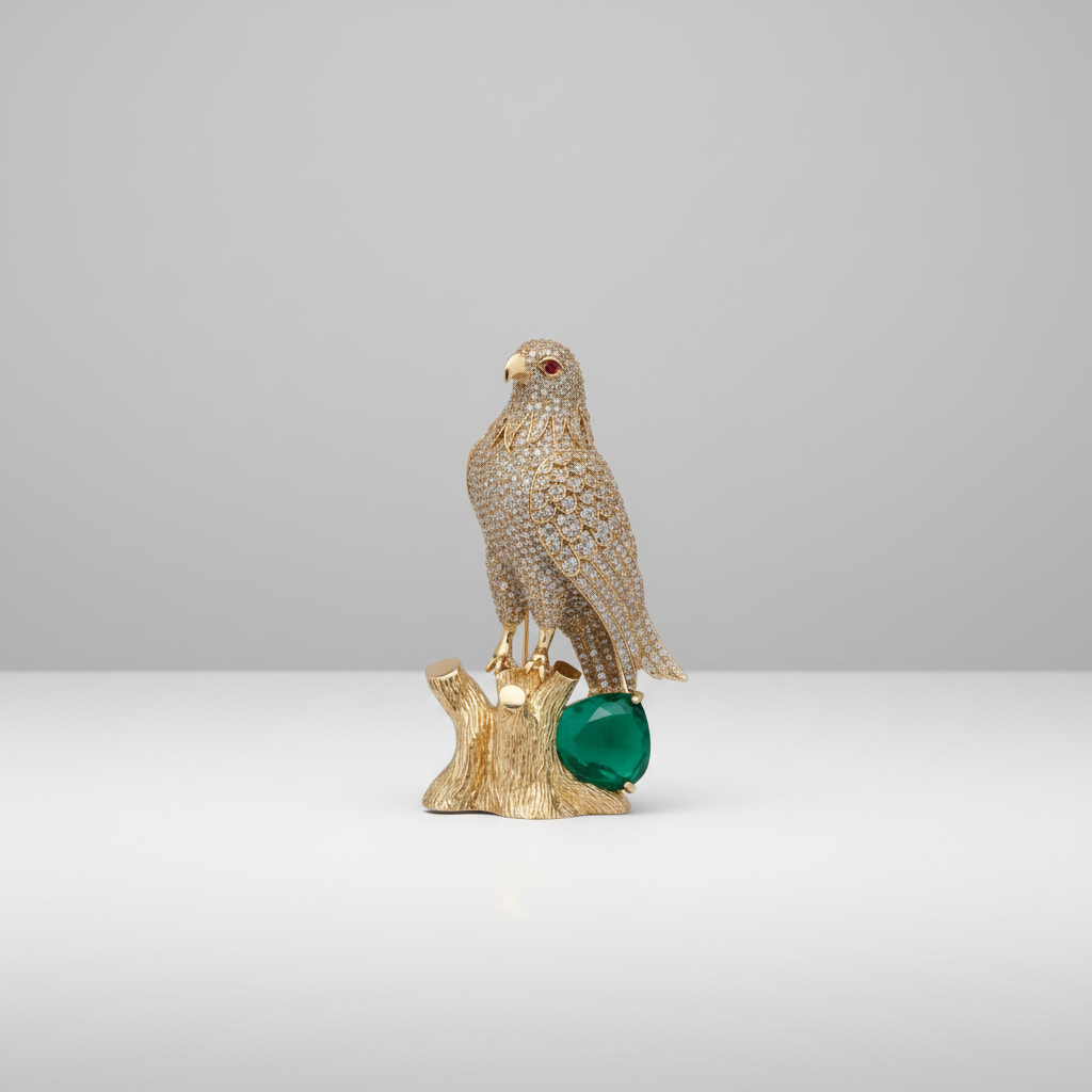Falcon Gem Brooch