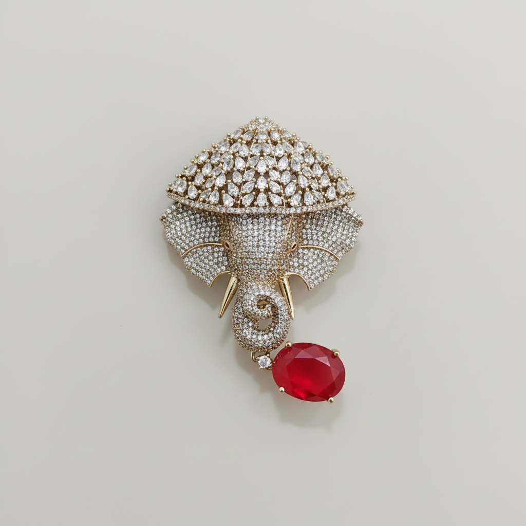 Imperial Tusker Ruby Brooch
