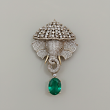 Imperial Heritage Brooch in Green and Silver Tone - Product View