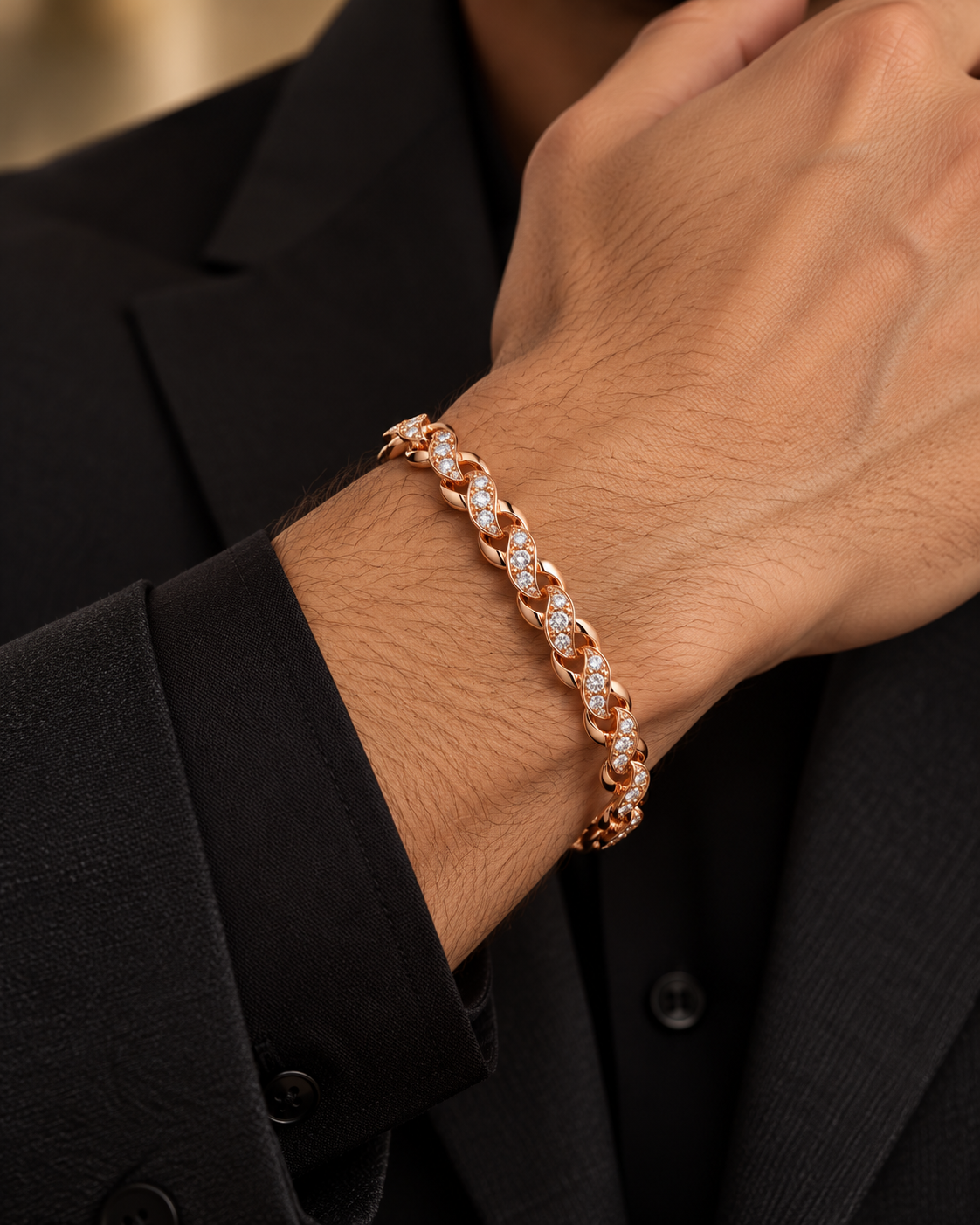 Rose Glimmer Bracelet on men's wrist