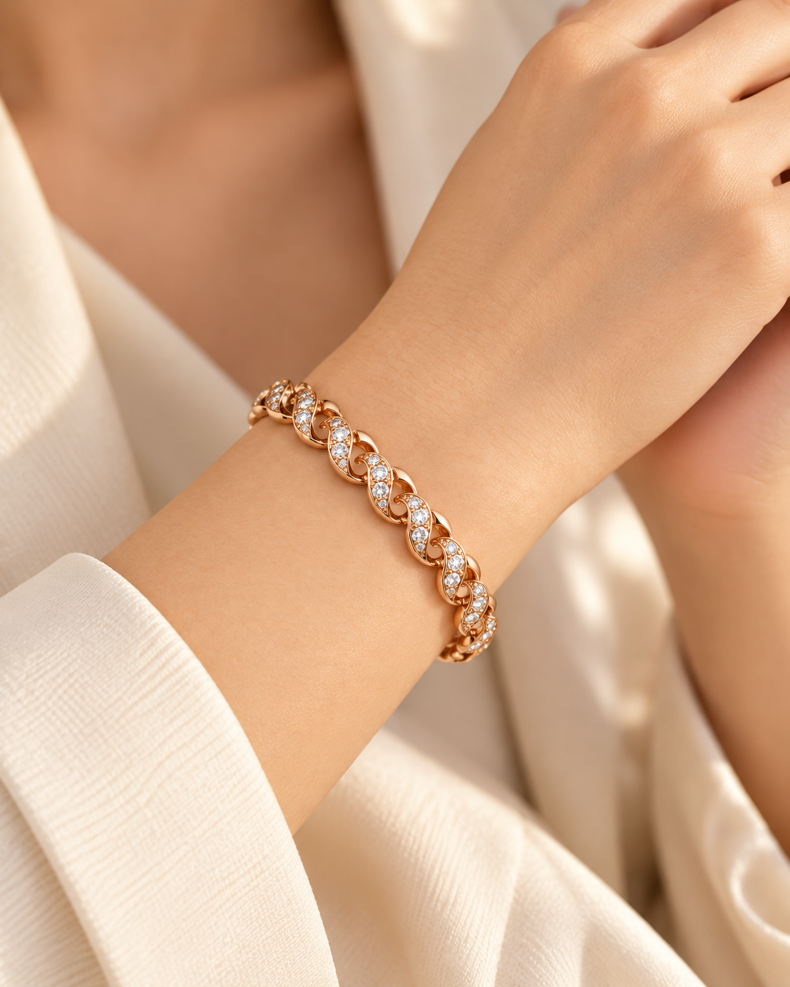 Rose Glimmer Bracelet on women's wrist