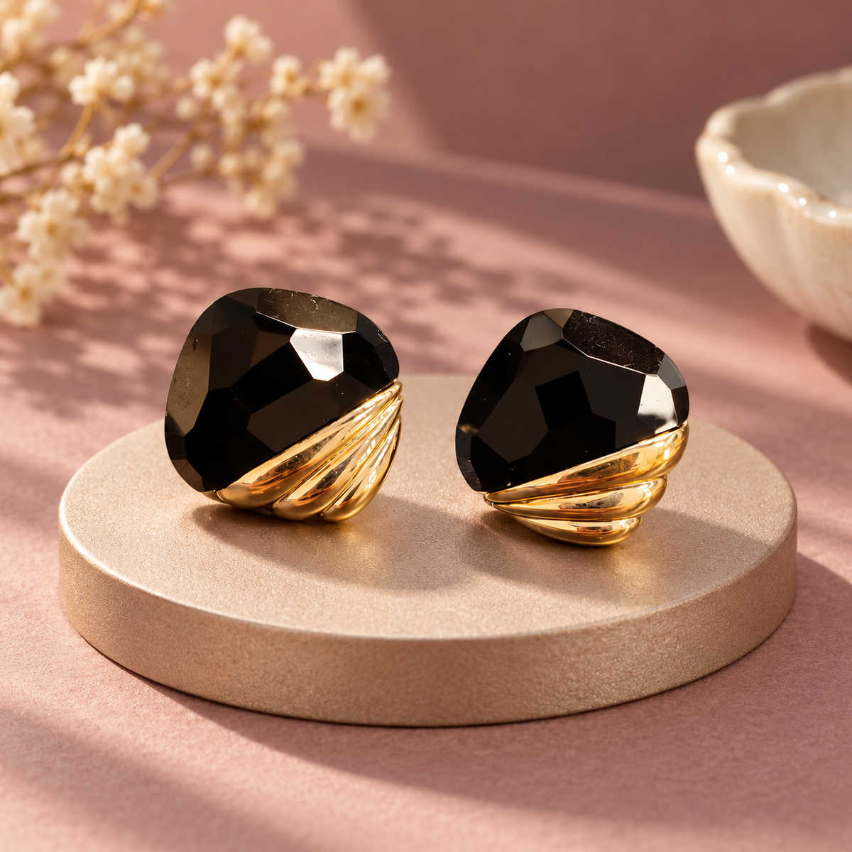 Sable Swirl Earrings in Gold Tone