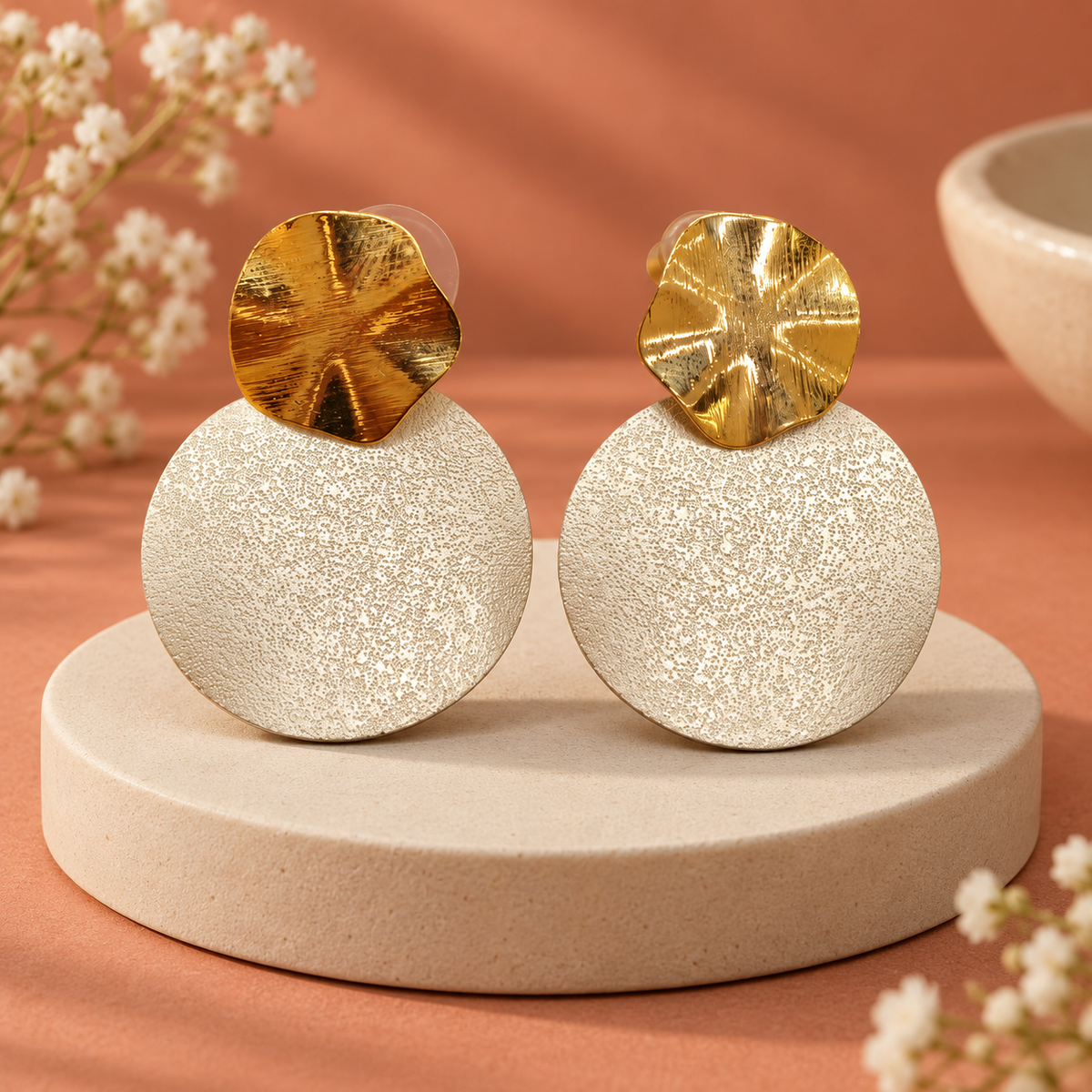 The Canvas Drops Earrings in Gold Tone