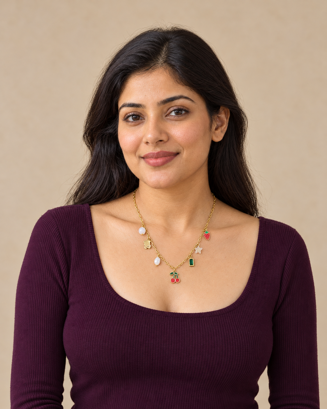 The Charm Diary Necklace in Gold Tone - Styled View