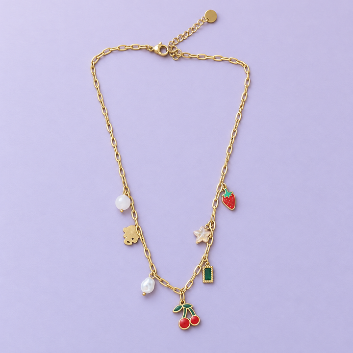 The Charm Diary Necklace in Gold Tone