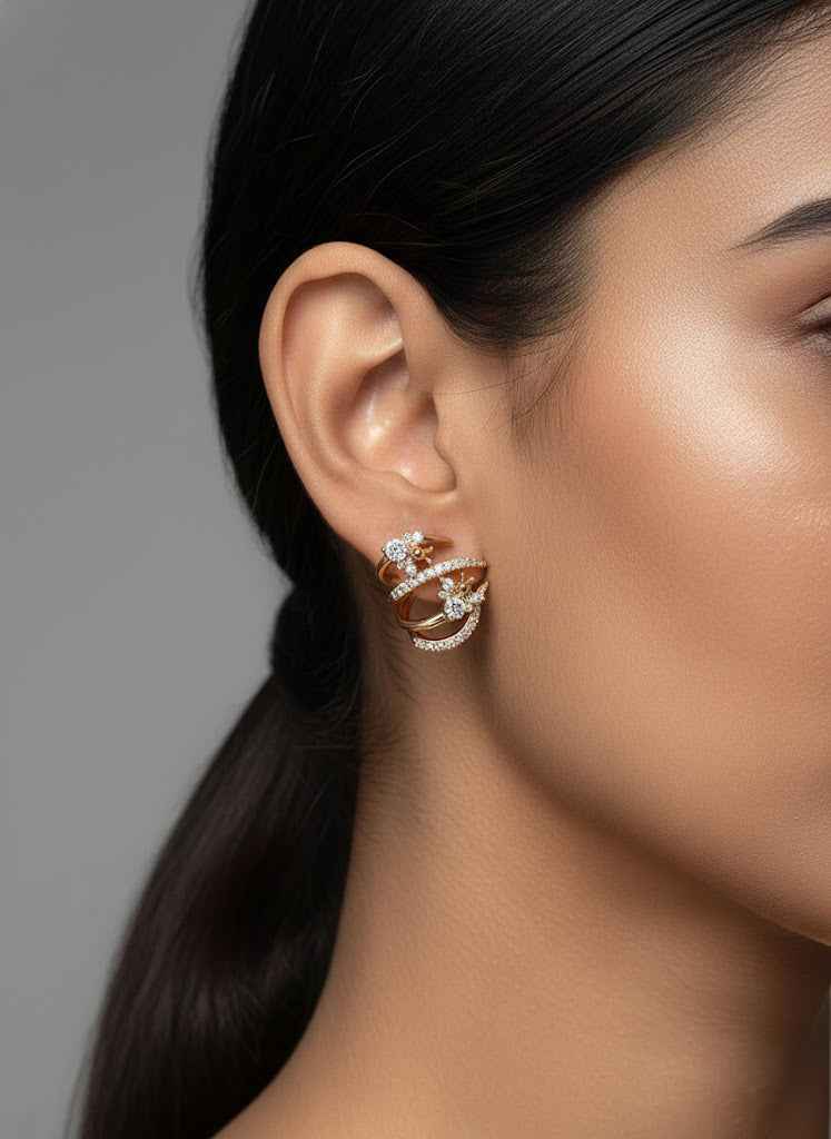 Golden Crisscross Sparkle Ear Cuff